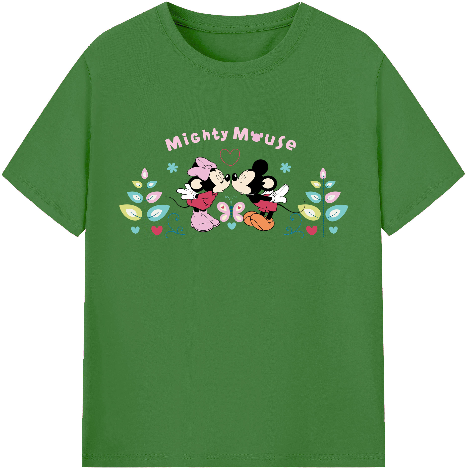（画像用） ミッキーマウス Mickey Mouse レディースカジュアルプリントTシャツ（綿100％）